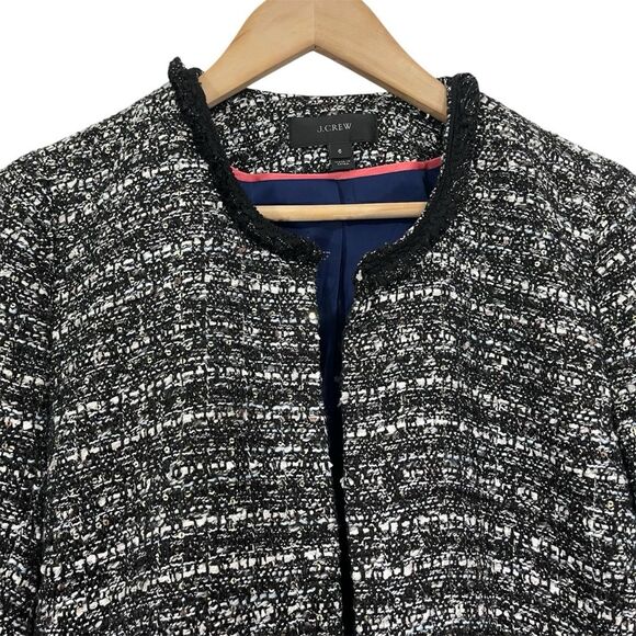 J. Crew Belle Sequin Lady Tweed Jacket Black White 6 - Picture 3 of 8